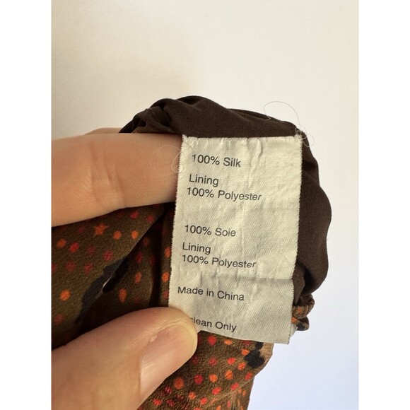 Slate & Willow Women’s 100% Silk Faux Wrap Dress Brown Animal Spots Size 4 - Picture 5 of 6